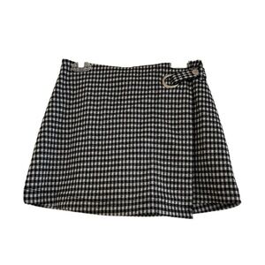 JUSTICE Black and White Gingham A-Line Skirt